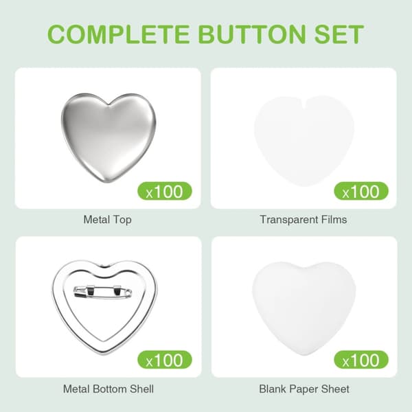 DIY Märkknappmaskin Set, 58mm, Komplett 100PCS Kit, kit som bild, 58mm