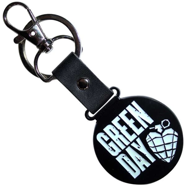 Green Day Keychain: Stacked Logo & Grenade Circle