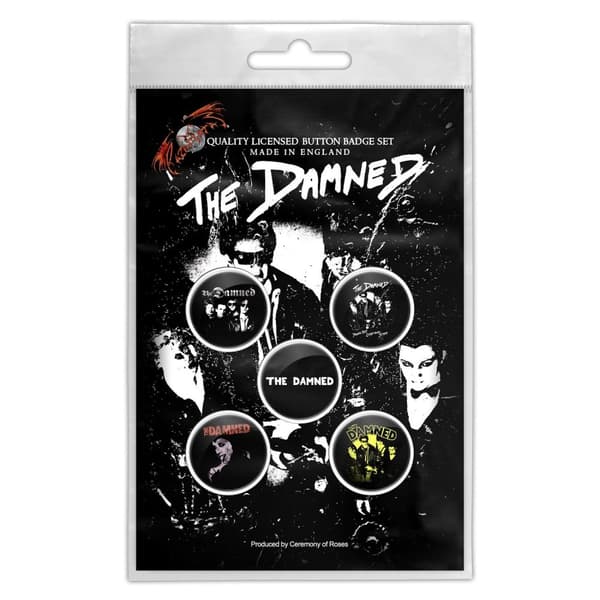 BUTTON BADGE PACK: THE DAMNED - YOUNG, HOT, LOUD AND STIFF