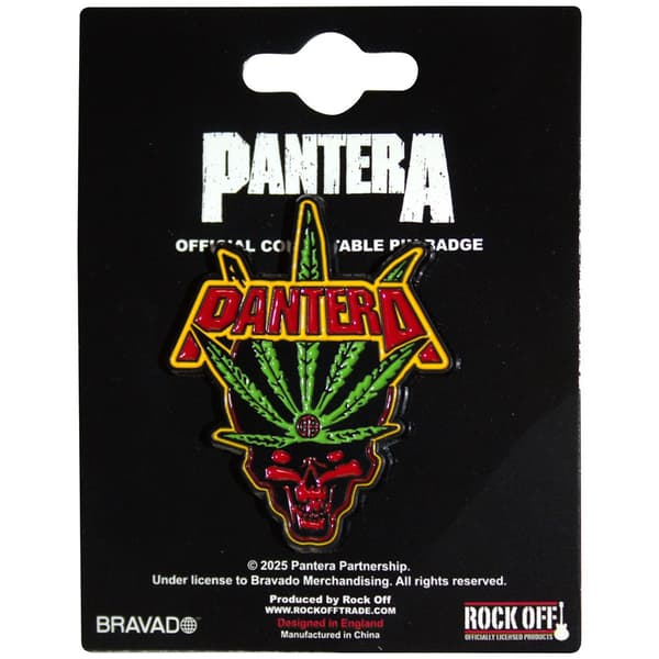Pantera Pin Badge: Leaf Skull