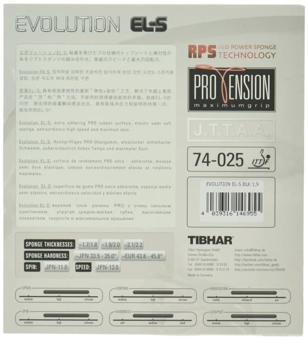 Revetement racket tennisbord Tibhar - BT146962 - Evolution EL-S Revetement av Tennis