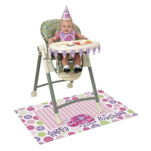 Unique Party 1st Birthday High Chair Kit With Ladybug Design Pink/Green/Purple One Size