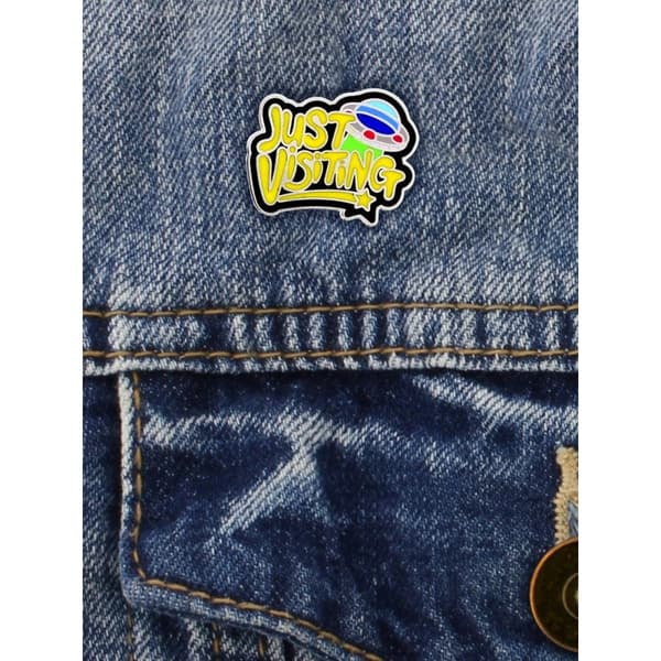 Grindstore Just Visiting Enamel Pin Badge Yellow One Size