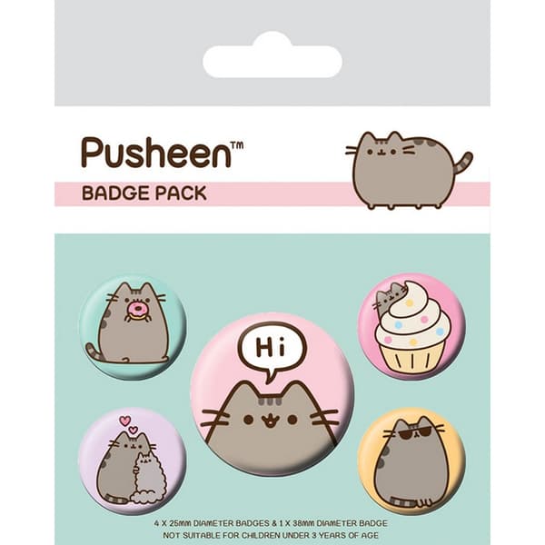 Pusheen Says Hi Badge Set (5 st) Multicoloured One Size