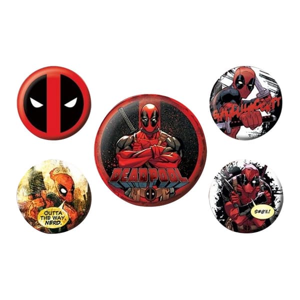 Deadpool Sæt med badge (pakke med 5) Red/Black One Size