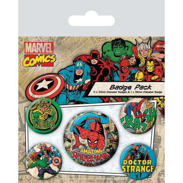 Marvel Comics Spider-Man Badge Set (Pack of 5) Multicoloured One Size