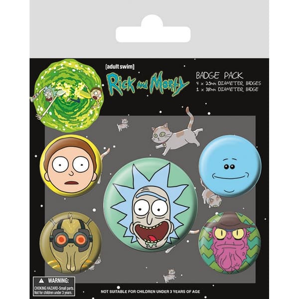 Rick And Morty Set med huvudmärken (5 st.) Multicoloured One Size