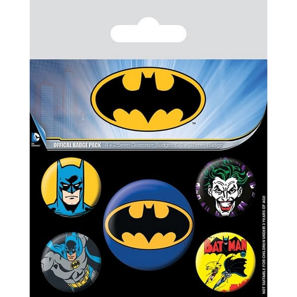 Batman Badge Set (Pack of 5) Black/Yellow/Blue One Size