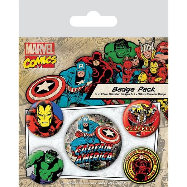 Marvel Set med Captain America-emblem (5 st)