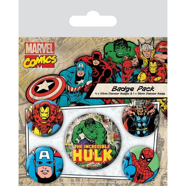 Marvel Comics Hulk Badge Set (Pack of 5) Multicoloured One Size