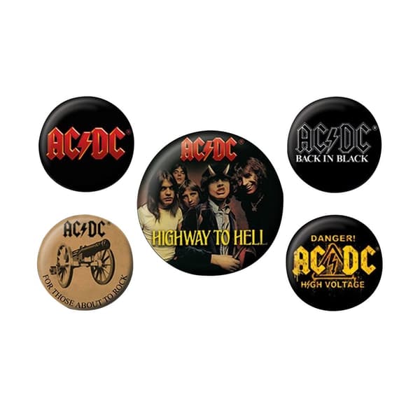 AC/DC Logo Badge Set (Pack of 5) Multicoloured One Size