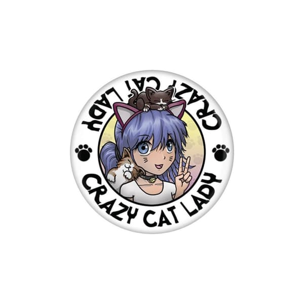 Grindstore Crazy Cat Lady Badge White One Size
