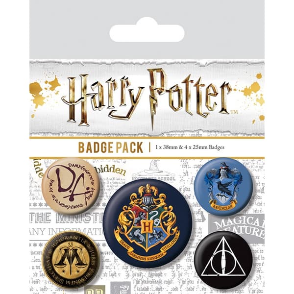 Harry Potter Hogwarts Badge Set (Pack of 5) Multicoloured One Size