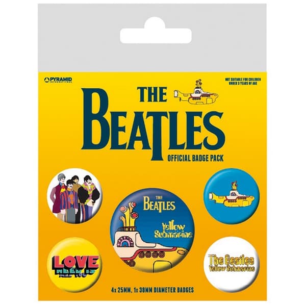 The Beatles Yellow Submarine Badge Set (Pack Of 5) Yellow/Blue One Size