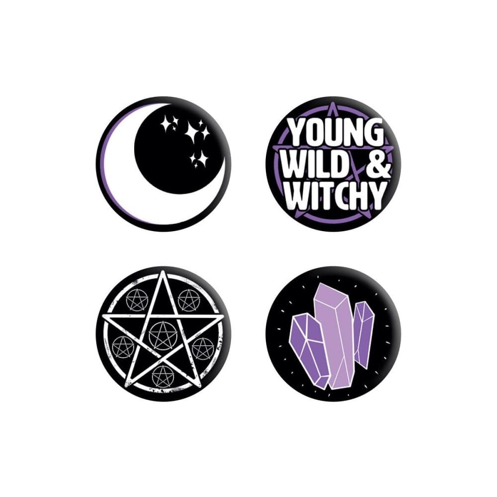 Grindstore Set med märken för Young Wild & Witchy (4 st.)