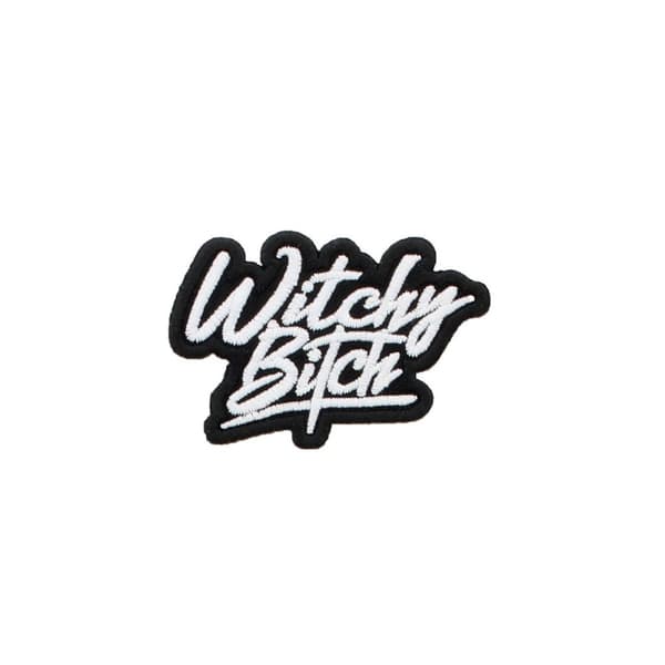 Grindstore Hekse kælling stryge på patch Black/White One Size
