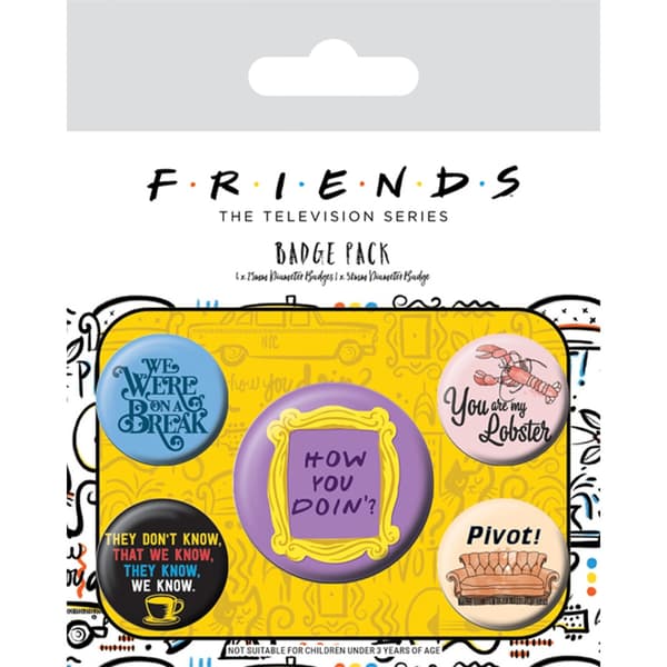 Friends Quote Badge Set (Pack of 5) Multicoloured One Size