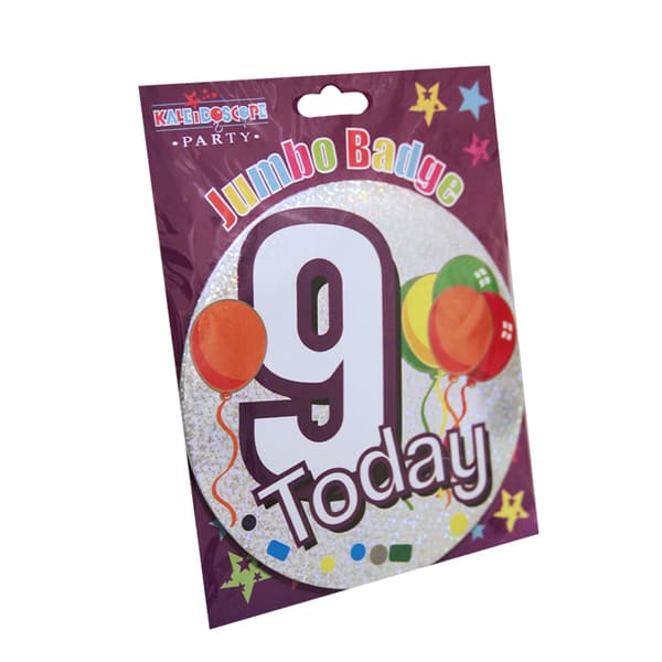 Apac Childrens/Kids Age 9 Birthday Party Badge Multicoloured 15cm