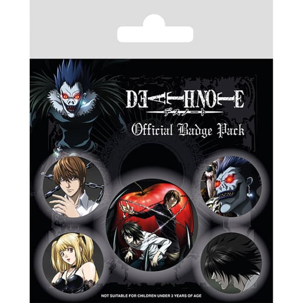 Death Note Characters Badge Set (Pack of 5) Multicoloured One Size