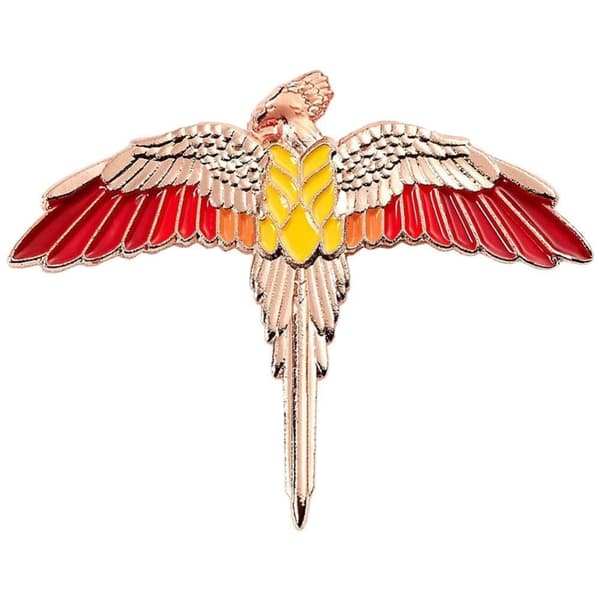 Harry Potter Fawkes Badge Red/Rose Gold/Yellow One Size