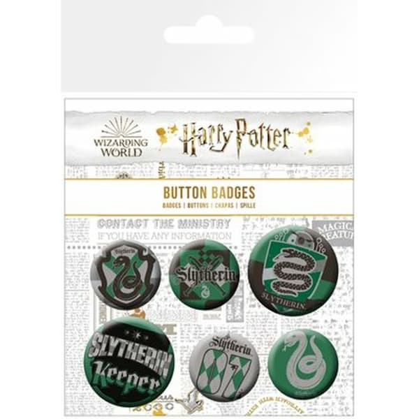 Harry Potter Slytherin-badgesæt (pakke med 6 stk.)