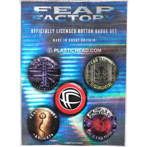 Fear Factory 1992-2001 Albums Badge Set (Pack of 5) Multicoloured One Size