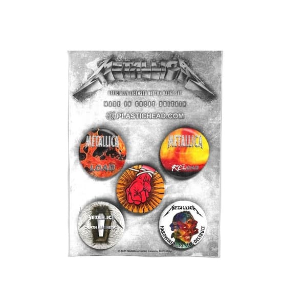 Metallica 1996-2016 Albums Badge Set (Pack of 5) Red/Yellow/White One Size