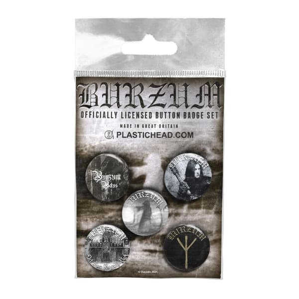 Burzum Logo Badge Set (Pack of 5) Black/White One Size