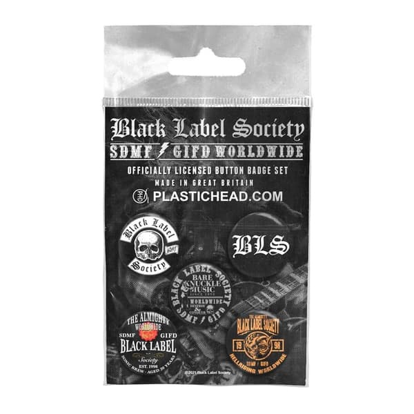 Black Label Society Logo Badge Set (Pack of 5) White/Black/Orange One Size
