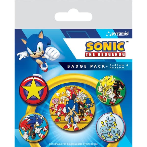 Sonic The Hedgehog Speed Team Badge Set (Pack of 5) Multicoloured One Size