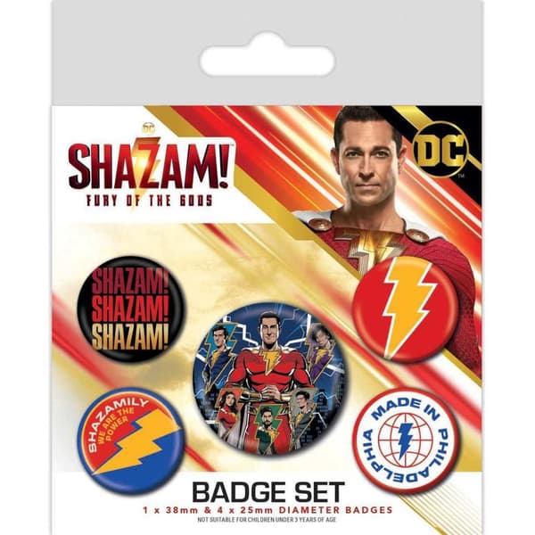 Shazam! Fury Of The Gods Badge Set (Pack of 5) Multicoloured One Size