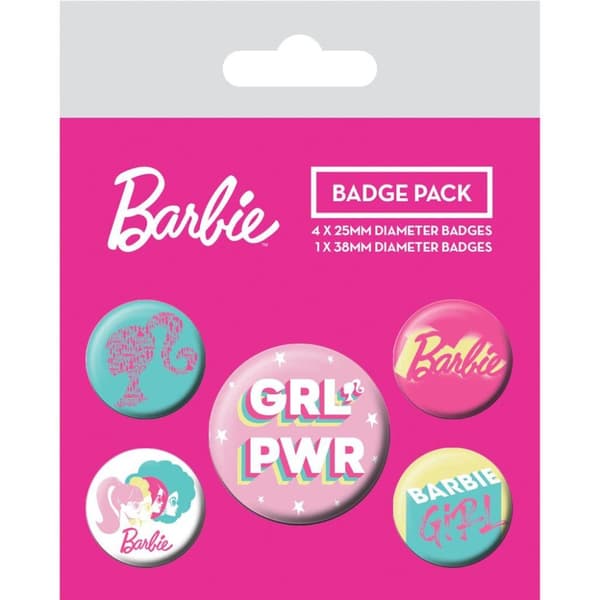 Barbie GRL PWR Badge (Pack of 5) Pink/Green/White One Size