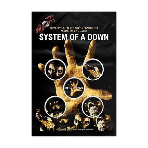 System Of A Down Hand Badge (Pack of 5) Multicoloured 25mm