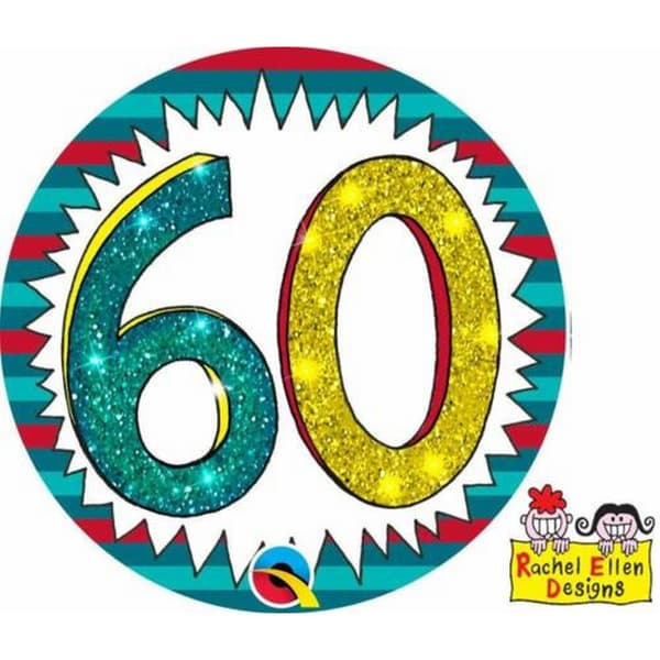 Rachel Ellen Wow Glitter 60th Birthday Badge Green/Red/Gold One Size
