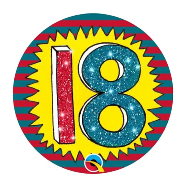 Rachel Ellen Wow Glitter 18th Badge Yellow/Red/Green One Size