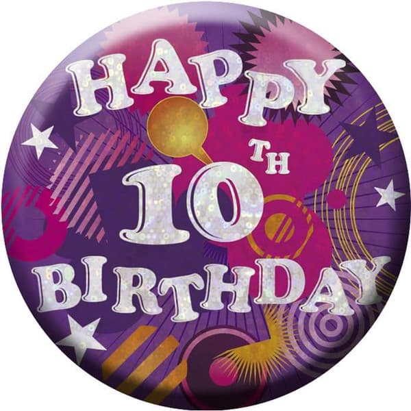 Amscan Holographic 10th Birthday Badge Multicoloured One Size