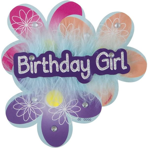 Unique Party Deluxe Birthday Girl Flower Badge Purple/Pink/Orange One Size