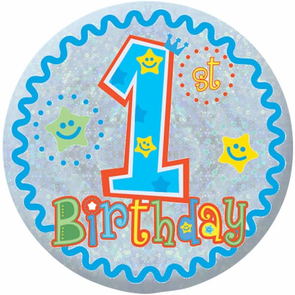 Amscan Holographic 1st Birthday Party Badge