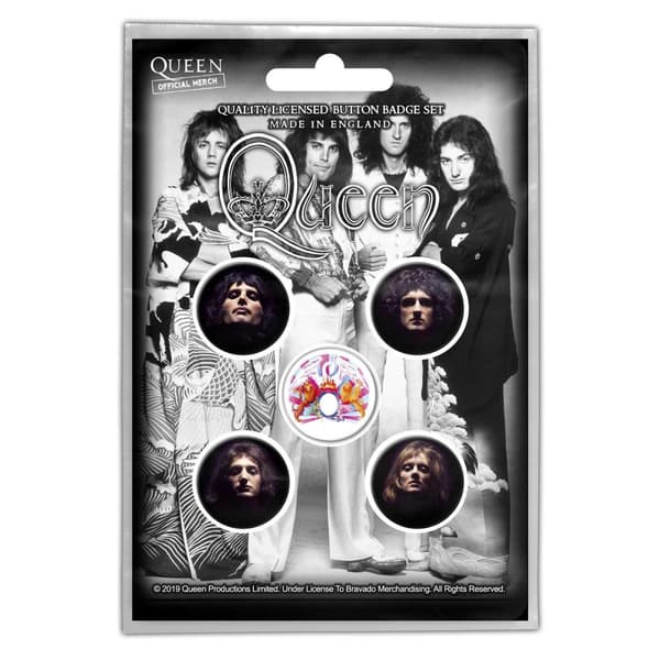 Queen Faces Badge Set (Pack of 5) Black/White One Size