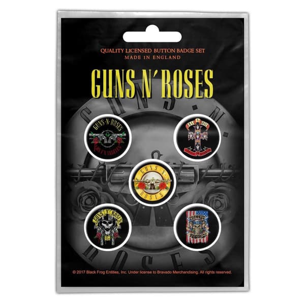 Guns N Roses Bullet Logo Badge (Pack of 5) Black/Yellow/Red One Size