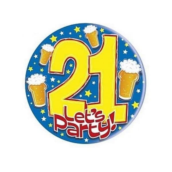 Let´s Party 21st Birthday Badge Yellow/Blue/Red One Size