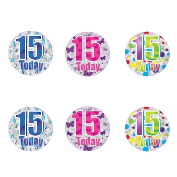 Kaleidoscope 15th Birthday Badge (Pack of 6)