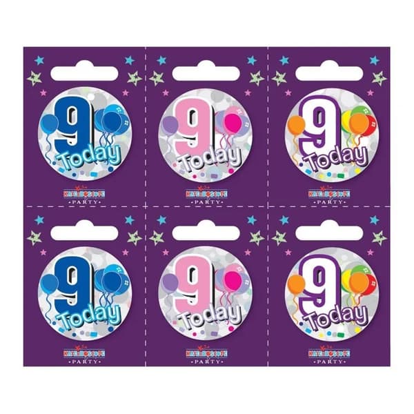 Kaleidoscope 9 Today Balloons Badge Set (Pack of 6) Multicoloured S