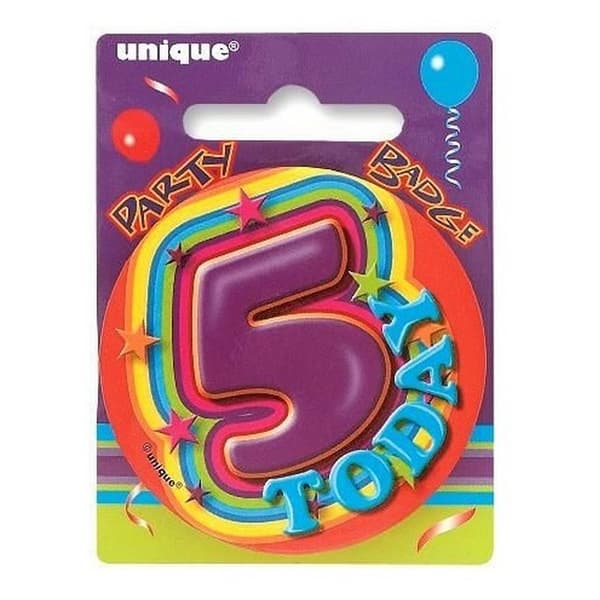 Unique Party Today Rainbow 5th Birthday Badge Multicoloured S