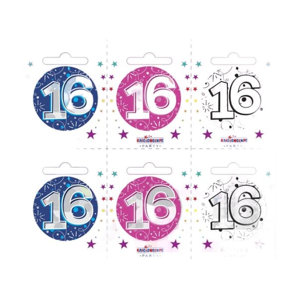 Kaleidoscope 16th Birthday Badge Set (Förpackning med 6 st) Multicoloured One Size