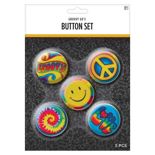 Amscan Cute Hippie Party Badge (Pack of 5) Multicoloured One Size