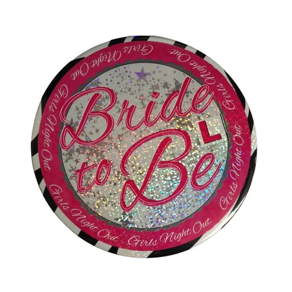 Bride To Be Giant Badge Pink/Silver L
