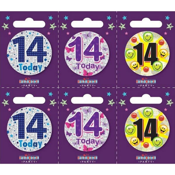 Apac Assorted Designs 14th Birthday Badge (Pack of 6)