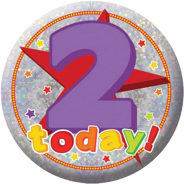 Amscan Holographic 2nd Birthday Party Badge Purple/Silver/Red One Size