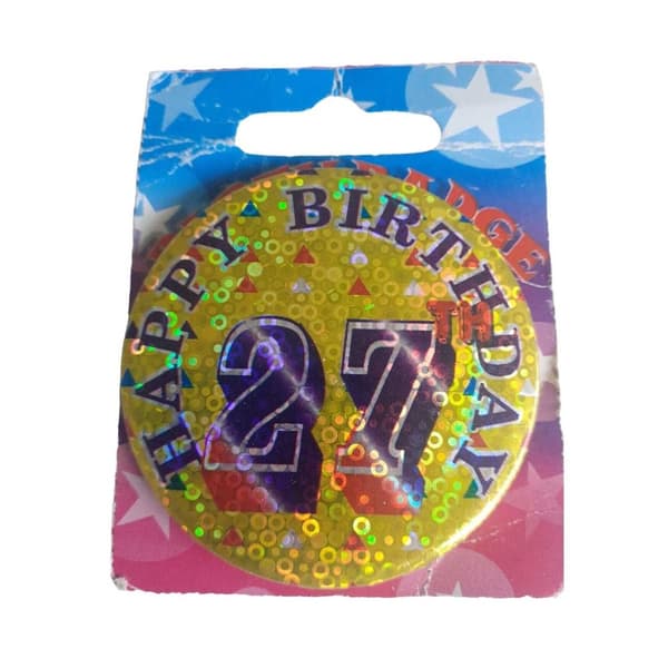 Sequins 27th Birthday Party Badge